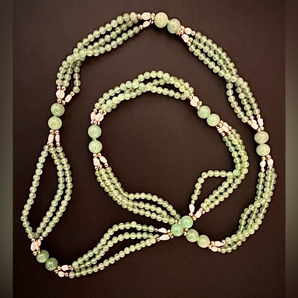 Multi Strand Light Mint Green Translucent, Jade B… - image 1